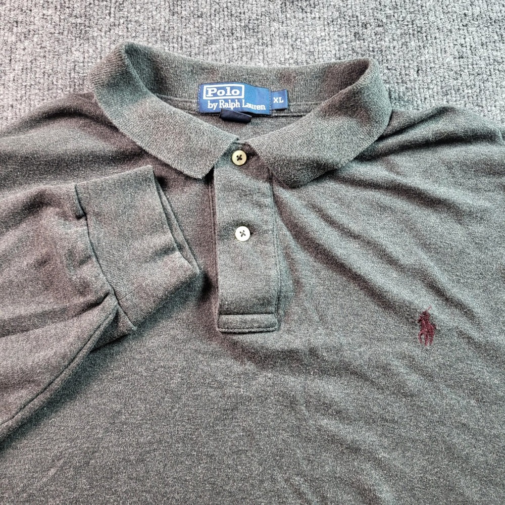 Polo by Ralph Lauren Mens XL Long Sleeve Polo Shirt Gray Casual Classic